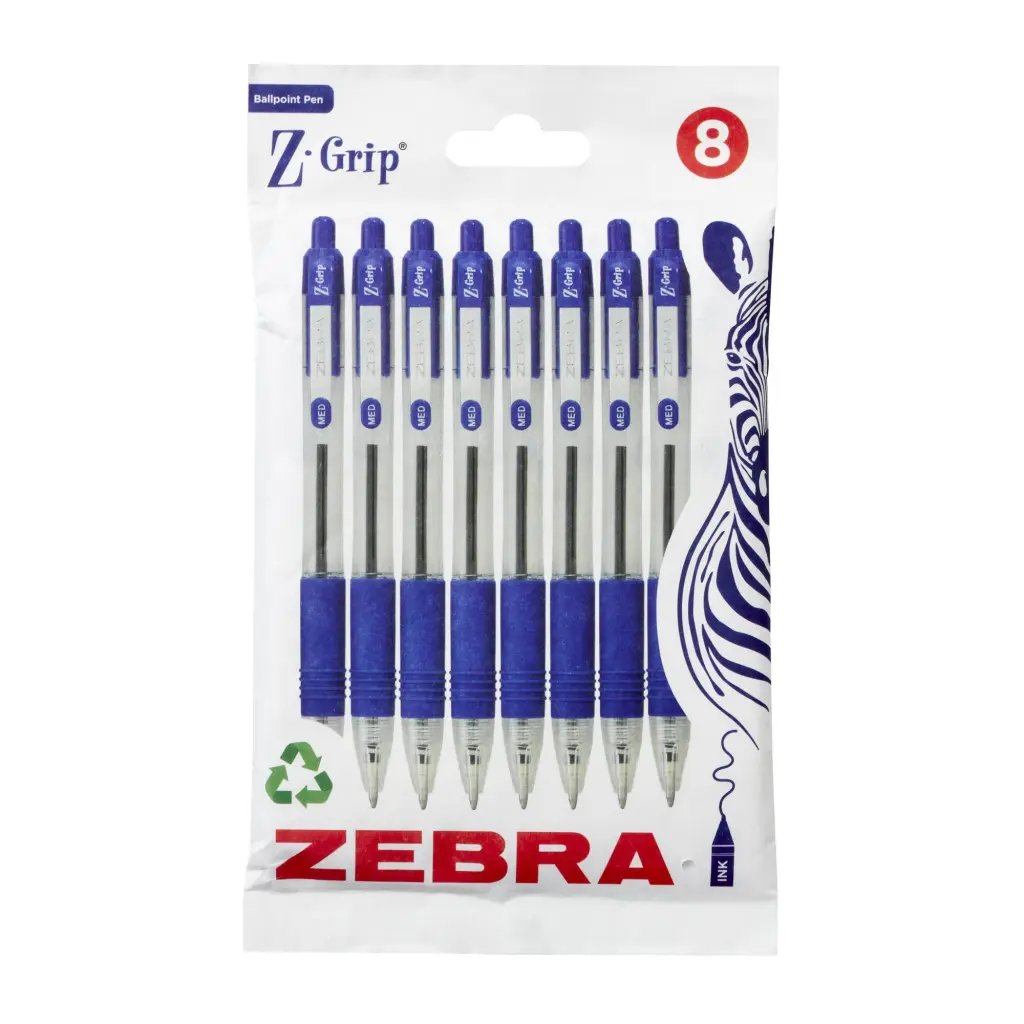 Z-Grip Retractable Ballpoint Pen Blue Ink Pack of 8