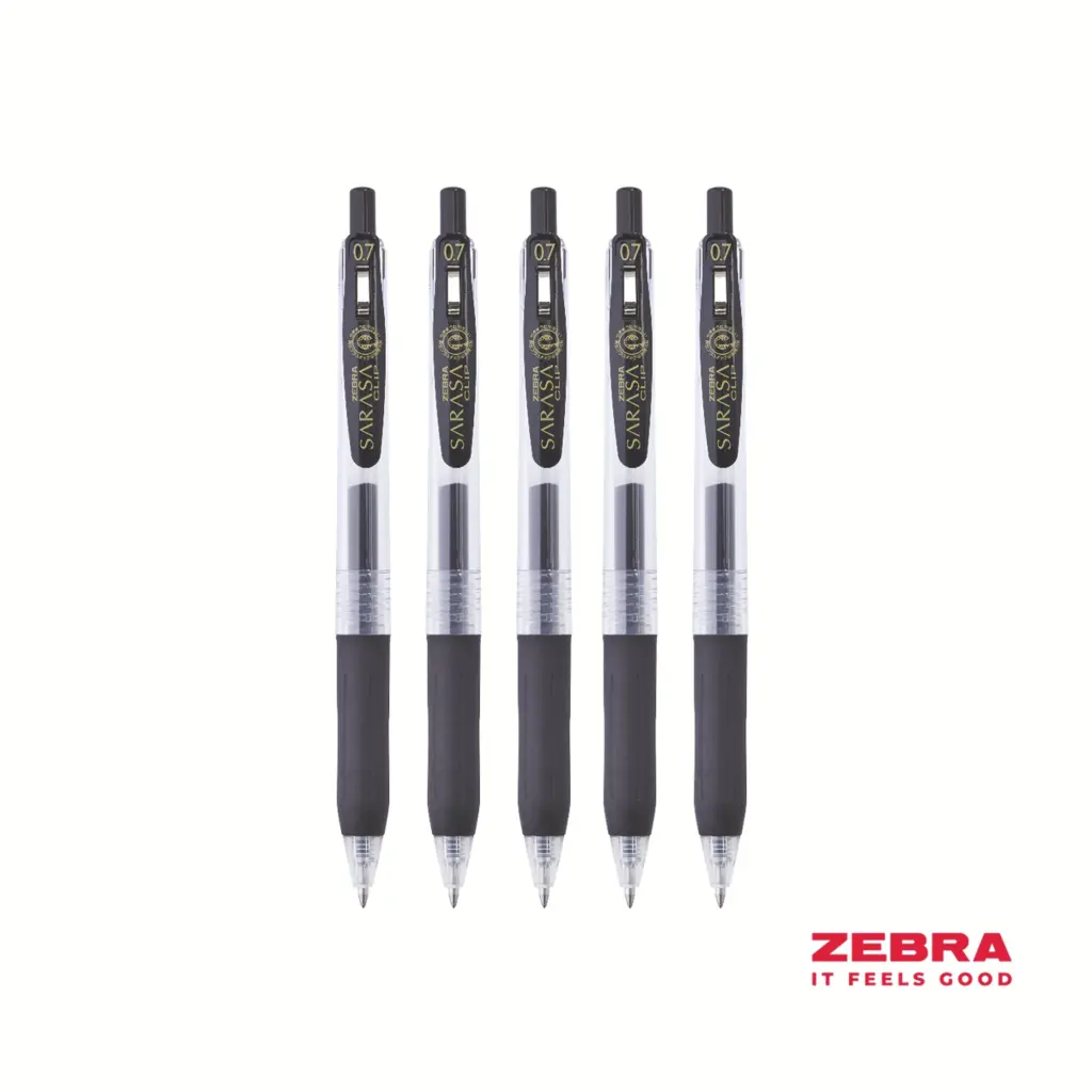 Zebra Eco SARASA Gel Retractable Rollerball CLIP 0.7mm Pen Black Ink Box 10