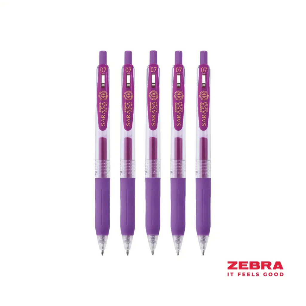 Zebra Eco SARASA Gel Retractable Rollerball CLIP 0.7mm Pen Violet Ink Box 12