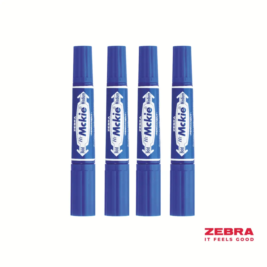 Zebra HI Mckie Bold Double Ended Blue Ink Permanent Marker Box 10