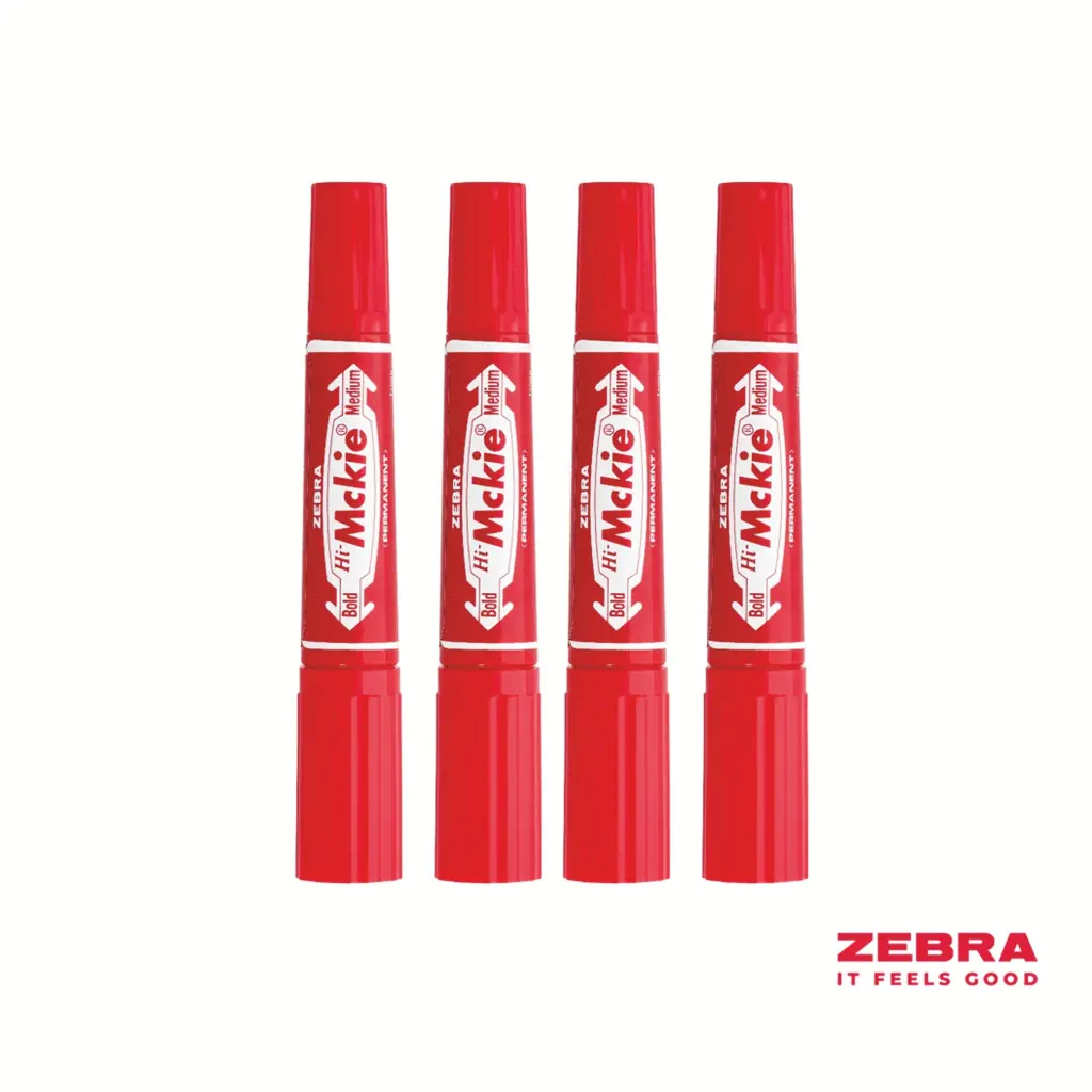 Zebra HI Mckie Bold Double Ended Red Ink Permanent Marker Box 10