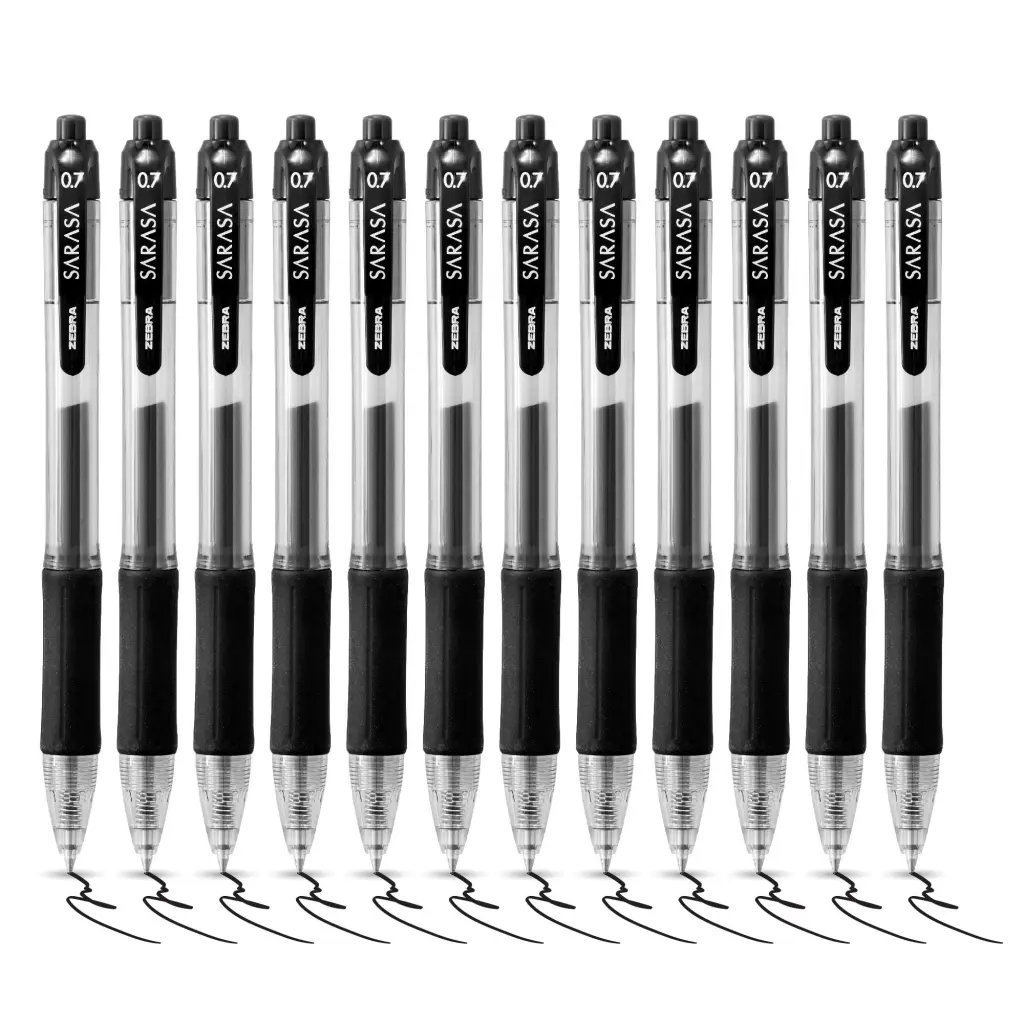 Zebra SARASA Gel Retractable Rollerball 0.7mm Pen Black Ink Box 12 - WHILE STOCK LASTS