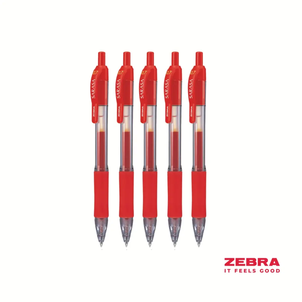 Zebra SARASA Gel Retractable Rollerball 0.7mm Pen Red Ink Box 12 46830