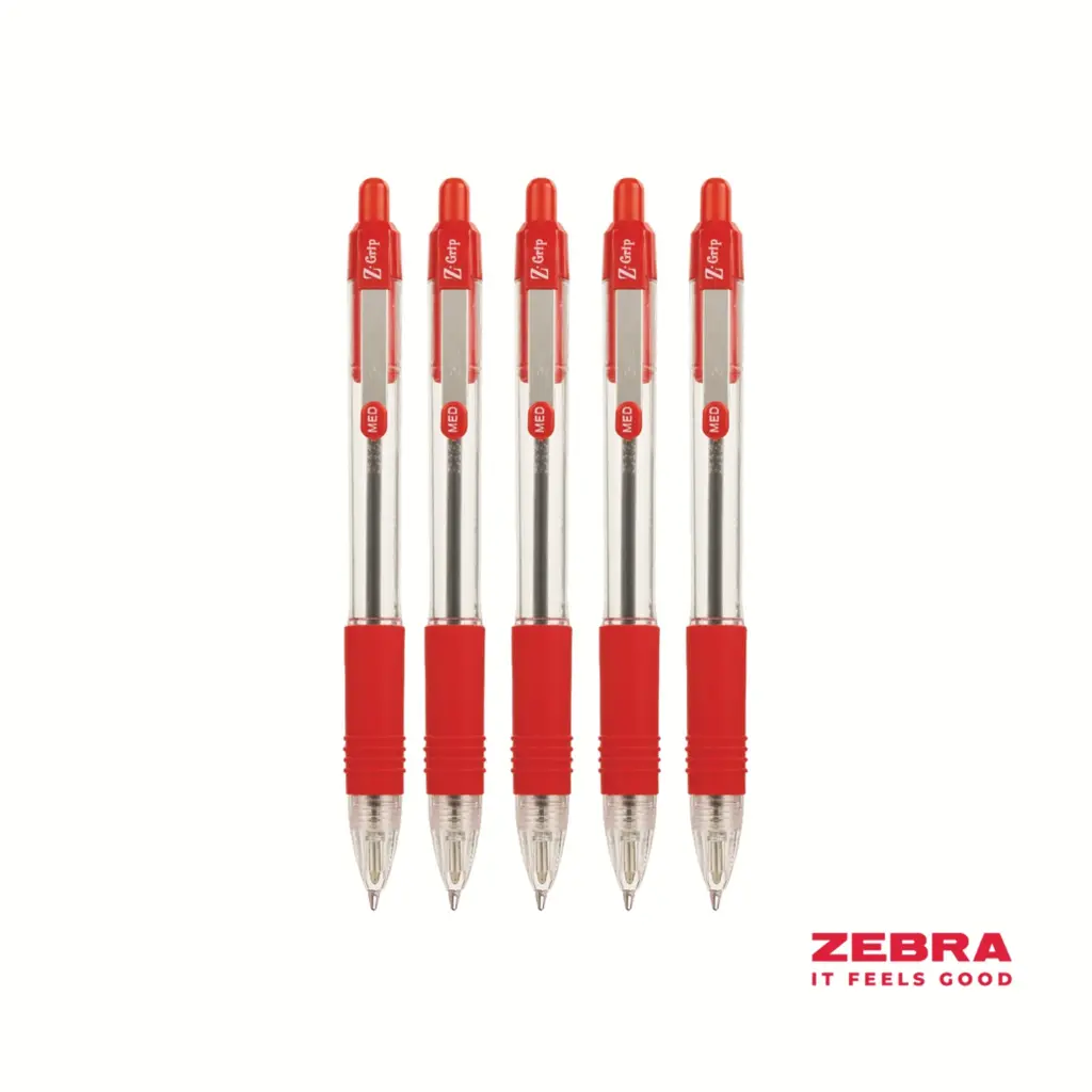 Zebra  Z-Grip Retractable Ballpoint Pen Red ink Box 12