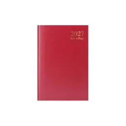 A5 2027 Day a Page Diary - Sat / Sun Split - Red 