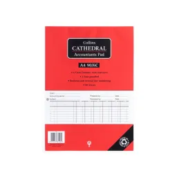 Collins Cathedral A4 Analysis Pad 6 Cash Columns Red (A4/90/6C)