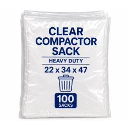 Clear Compactor Sack Heavy Duty 22x34x47 Pack of 100