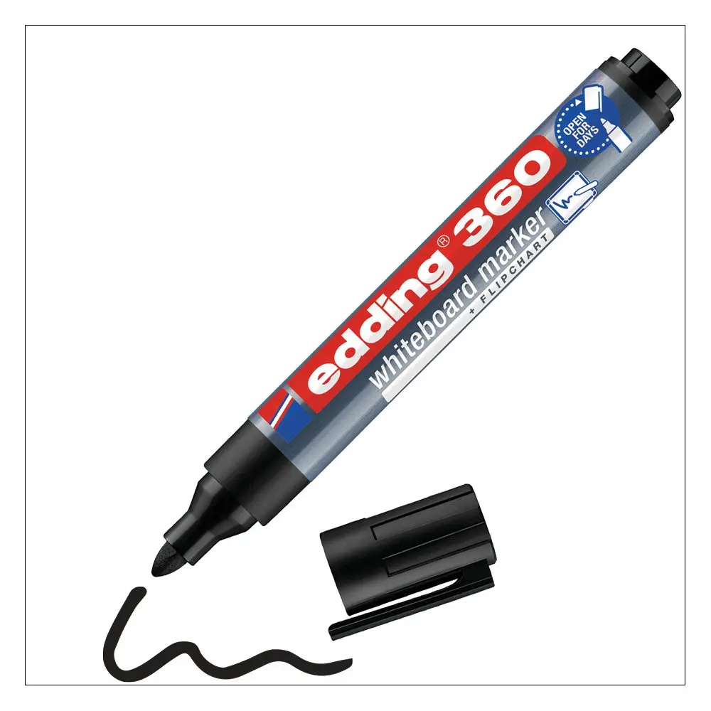 e-360 Whiteboard Marker A8 Black (10)