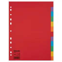 Esselte Dividers 12 Part Coloured Cardboard Pack of 10 A4 