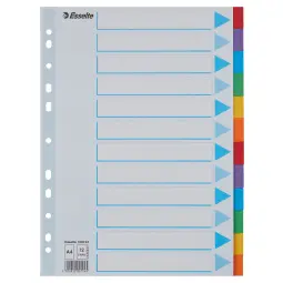 Esselte Dividers 12 part Pack of 10 Cardboard A4 