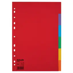 Esselte Dividers 6 Part Coloured Cardboard Pack of 10 A4 