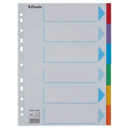 Esselte Dividers 6 Part Coloured Pack of 20  A4 