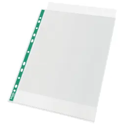 Esselte Green Spine Punched Pockets A4 Top Opening  Embossed. Pack 500