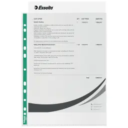 Esselte Green Spine Punched Pockets A4 Top Opening  Embossed. Pack 500