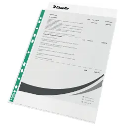 Esselte Green Spine Punched Pockets A4 Top Opening  Embossed. Pack 500