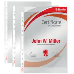 Esselte Heavy Duty Plastic Pockets 105 Micron  (Pack of 100)