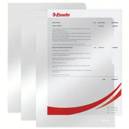 Esselte Premium A4 Plastic Pockets 105 Micron Pack of 100 Crystal Clear