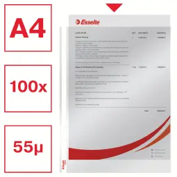 Esselte Quality A4 Plastic Pockets 55 Micron Pack of 100