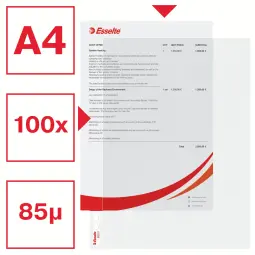 Esselte Quality A4 Recycled Punched Pocket A4 Opened Top and Left Pack of 100