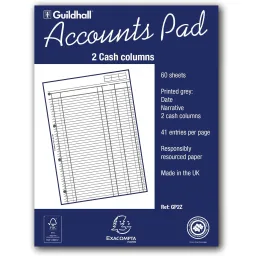 Guildhall A4 Ruled Account Pad with 2 Cash Columns 60 Pages GP2Z