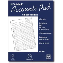 Guildhall A4 Ruled Account Pad with 6 Cash Columns and 60 Pages GP6Z