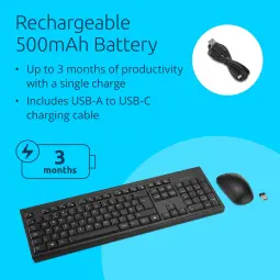 Kensington EQ KM270 Rechargeable Eco-Friendly Desktop Set - Wireless