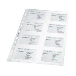 Leitz 10 Bags of 10 Business Card Pocket A4 Crystal Clear, Sstrong 0.105mm Polypropylene, 16 Business Card Capacity