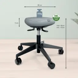Leitz Ergo Active Sitting Stool With Wheels and Wobble Comfort Seat Black