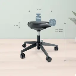 Leitz Ergo Sitting Stool With Wheels and Comfort Seat Black