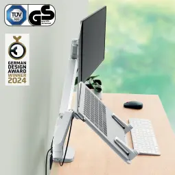 Leitz Ergo Space Saving Dual Monitor & Laptop Arm Grey