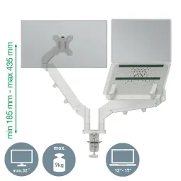 Leitz Ergo Space Saving Dual Monitor & Laptop Arm Grey