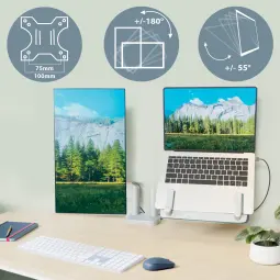 Leitz Ergo Space Saving Dual Monitor & Laptop Arm Grey