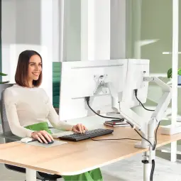 Leitz Ergo Space Saving Dual Monitor Arm Grey