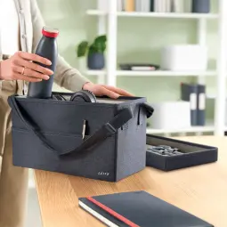 Leitz Fabric Compact Hot Desking Work Bag With Lid Velvet Grey