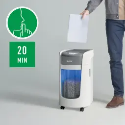 Leitz IQ OptiMax Home Office 225 Micro Cut Paper Shredder Security P5 15L - White