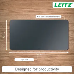Leitz Large Leather Desk Mat Dark Grey