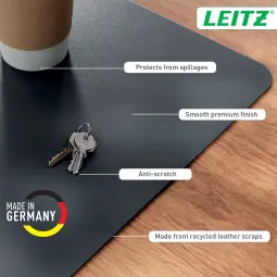 Leitz Large Leather Desk Mat Dark Grey