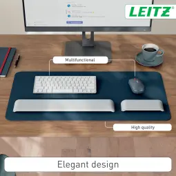 Leitz Large Leather Desk Mat Dark Grey