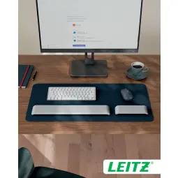Leitz Large Leather Desk Mat Dark Grey