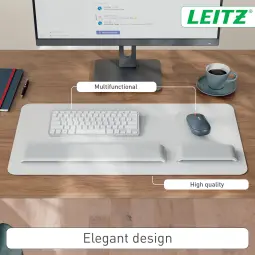 Leitz Large Leather Desk Mat Grey