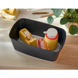 Leitz MyBox Cosy Small Storage Box With Organiser Tray Velvet Grey