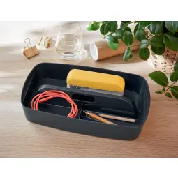Leitz MyBox Cosy Small Storage Box With Organiser Tray Velvet Grey