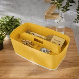 Leitz MyBox Cosy Small Storage Box With Organiser Tray Warm YelLow