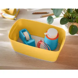 Leitz MyBox Cosy Small Storage Box With Organiser Tray Warm YelLow