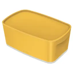 Leitz MyBox Cosy Small Storage Box With Organiser Tray Warm YelLow