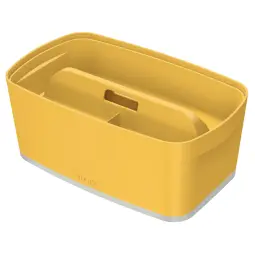 Leitz MyBox Cosy Small Storage Box With Organiser Tray Warm YelLow