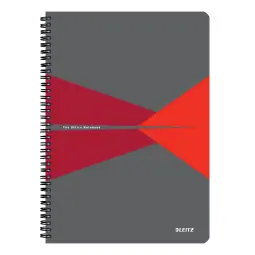 Leitz Notebook Office PP A4 Ruled Red Pack of 5