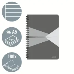 Leitz Notebook Office PP A5 Ruled Assorted Pack of 5