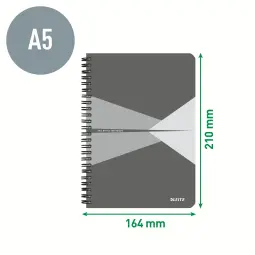 Leitz Office Green Notebook A5 Ruled, Wirebound With Pack of 5