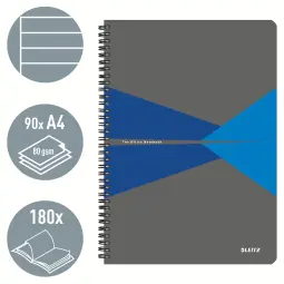 Leitz Office Notebook A4 Ruled, Wirebound Blue Pack of 5